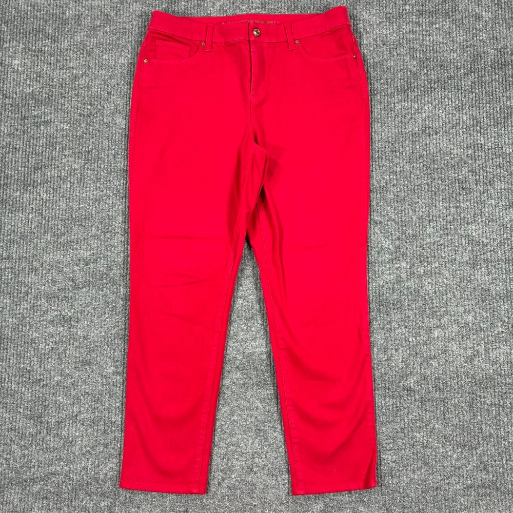 Chico's So Slimming Girlfriend Ankle Pants Womens Size 1 Red Stretch Mid Rise